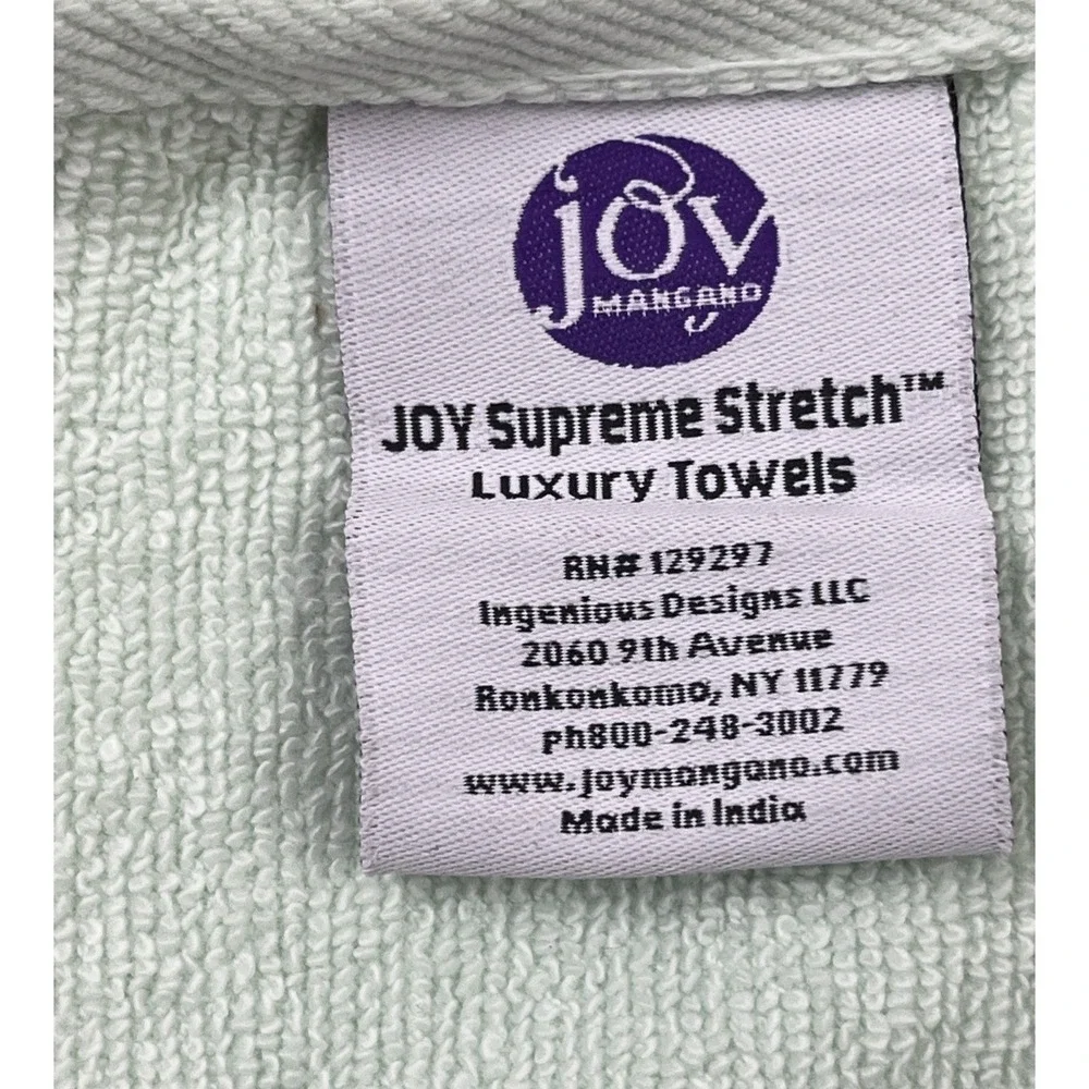 Set of 2 Joy Mangano Joy Supreme Stretch Luxury Hanging Washcloth Towel Mint NEW